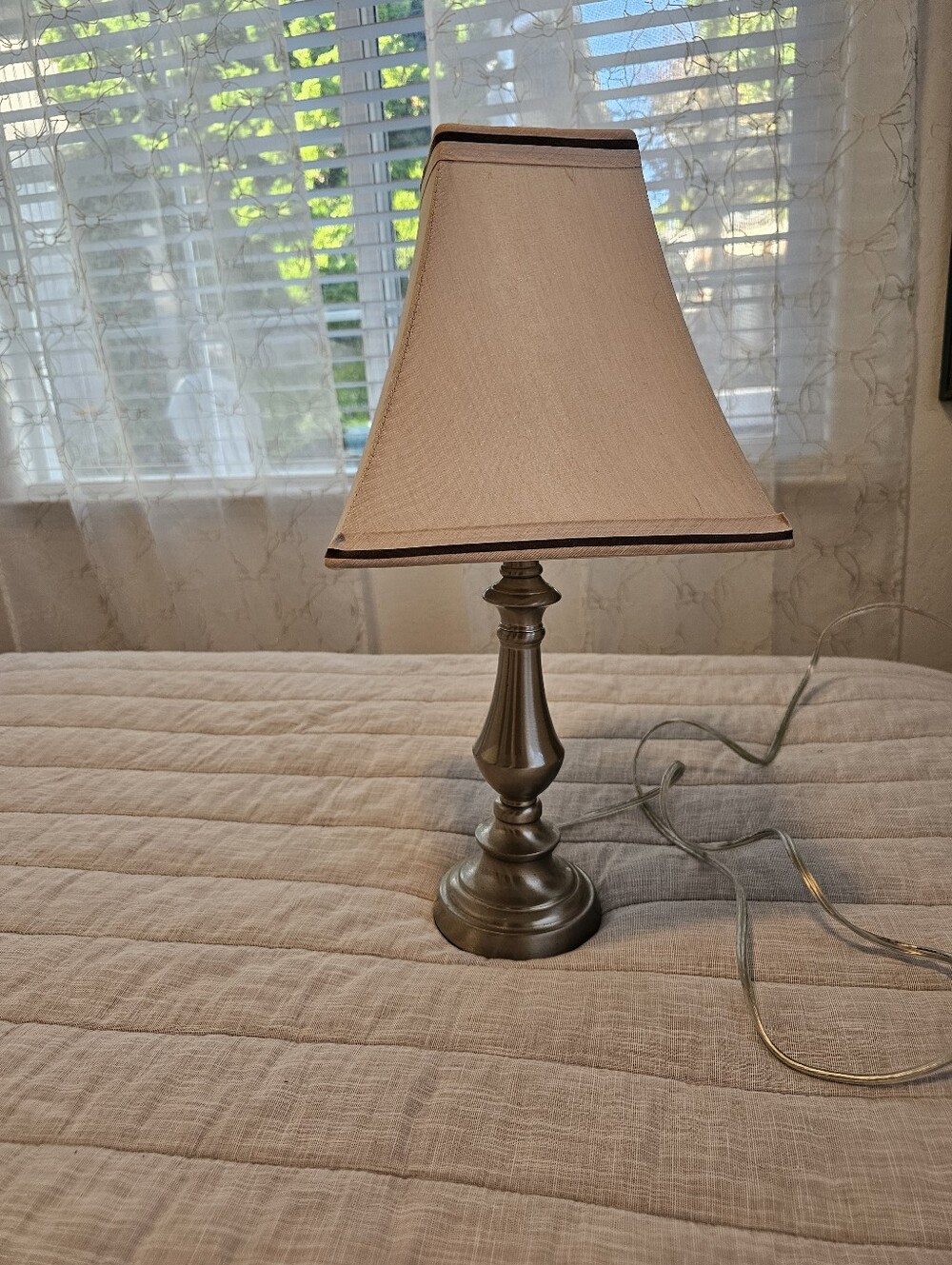 Classic White Table Lamp with Bronze Base